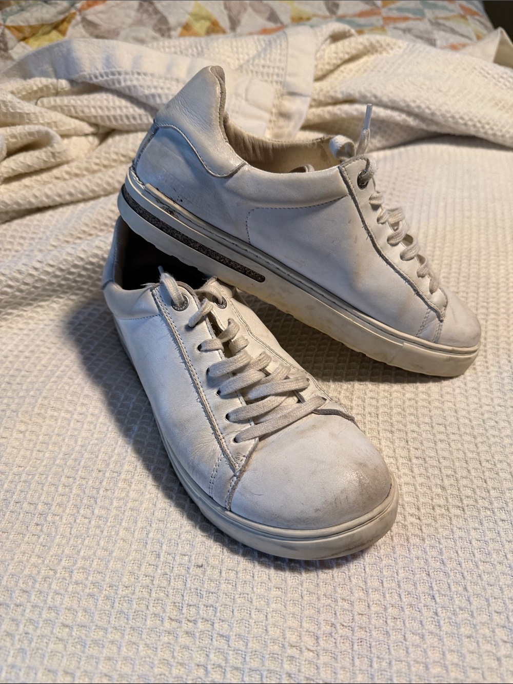 Birkenstock White Low-Top Leather Sneakers for Women